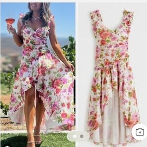 Abercrombie & Fitch Floral High Low Dress - Pink and Green